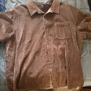 Fashion Nova Brown Corduroy Shirt